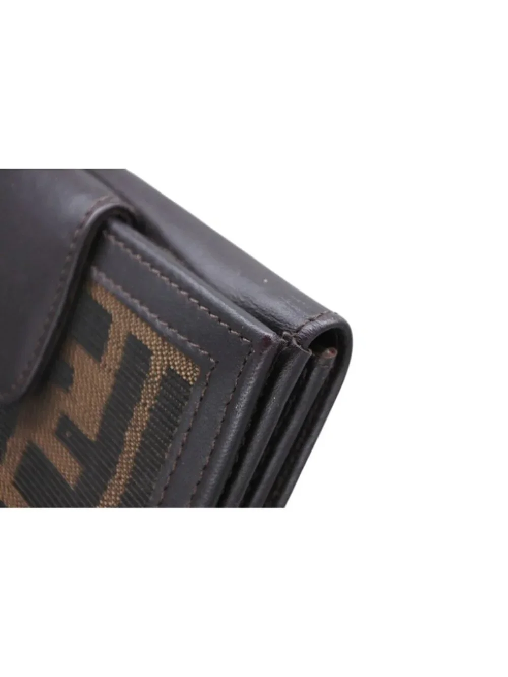 Fendi Zucca Pattern Bifold Wallet Compact Canvas Leather Brown